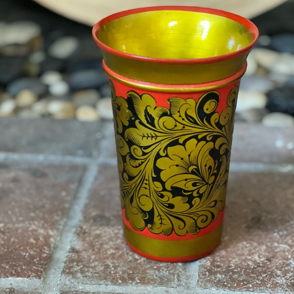 Khokhloma Painted Russian Vase